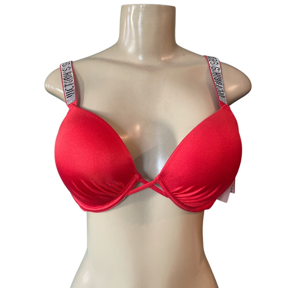Victoria's Secret Vibrant Red Bra with Embellished Straps